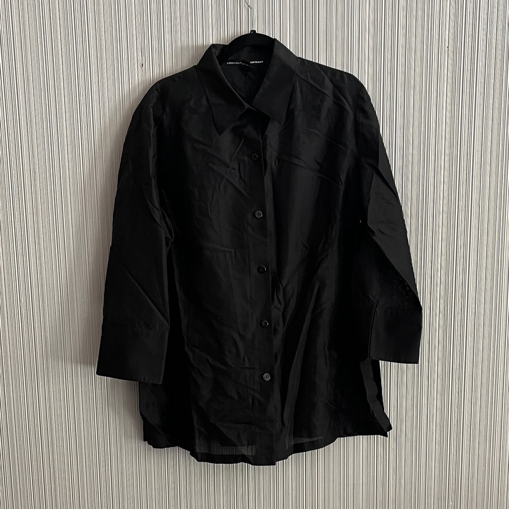 Ellen Tracy Sheer Black Button-Down Shirt